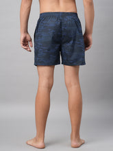 Men's Navy, 100% Cotton, Printed, Regular Fit, Inner Elastic, Mid-Rise, Boxers